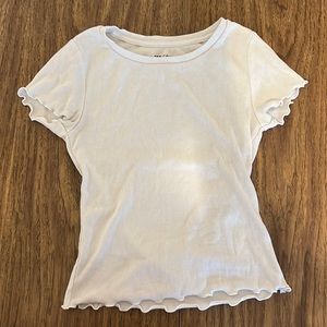 Aero white lettuce cut shrunken tee size: small